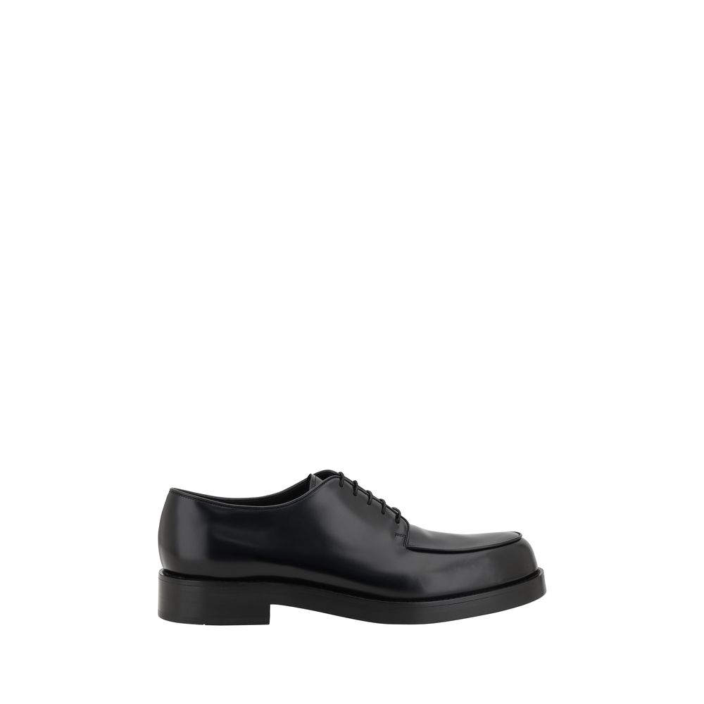 Prada Black Leather Lace Up Shoes with Timeless Elegance and Craftsmanship