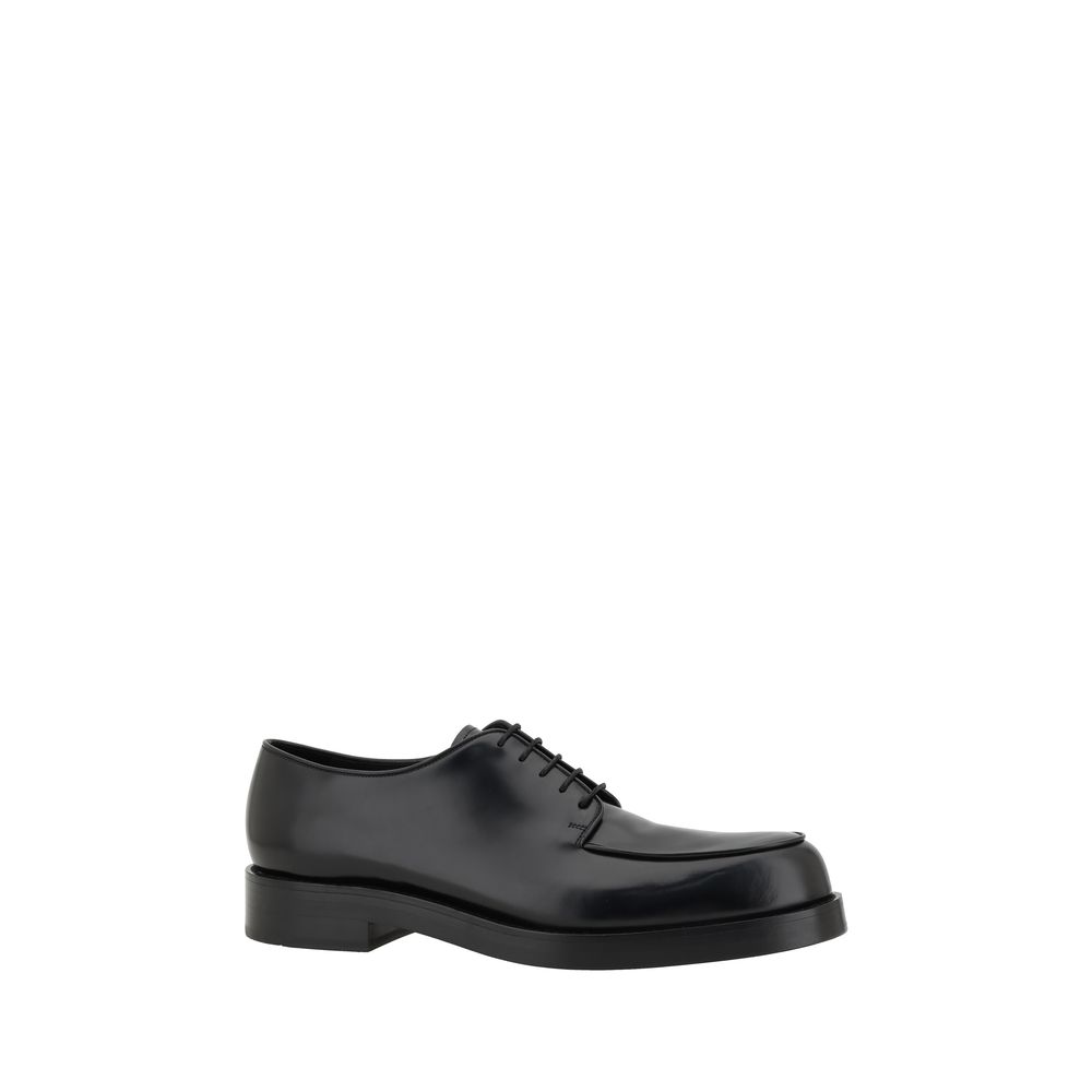 Prada Black Leather Lace Up Shoes with Timeless Elegance and Craftsmanship