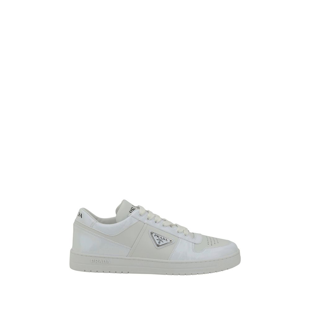 Prada White Leather Downtown Sneakers - Luxe Leather Footwear Redefined