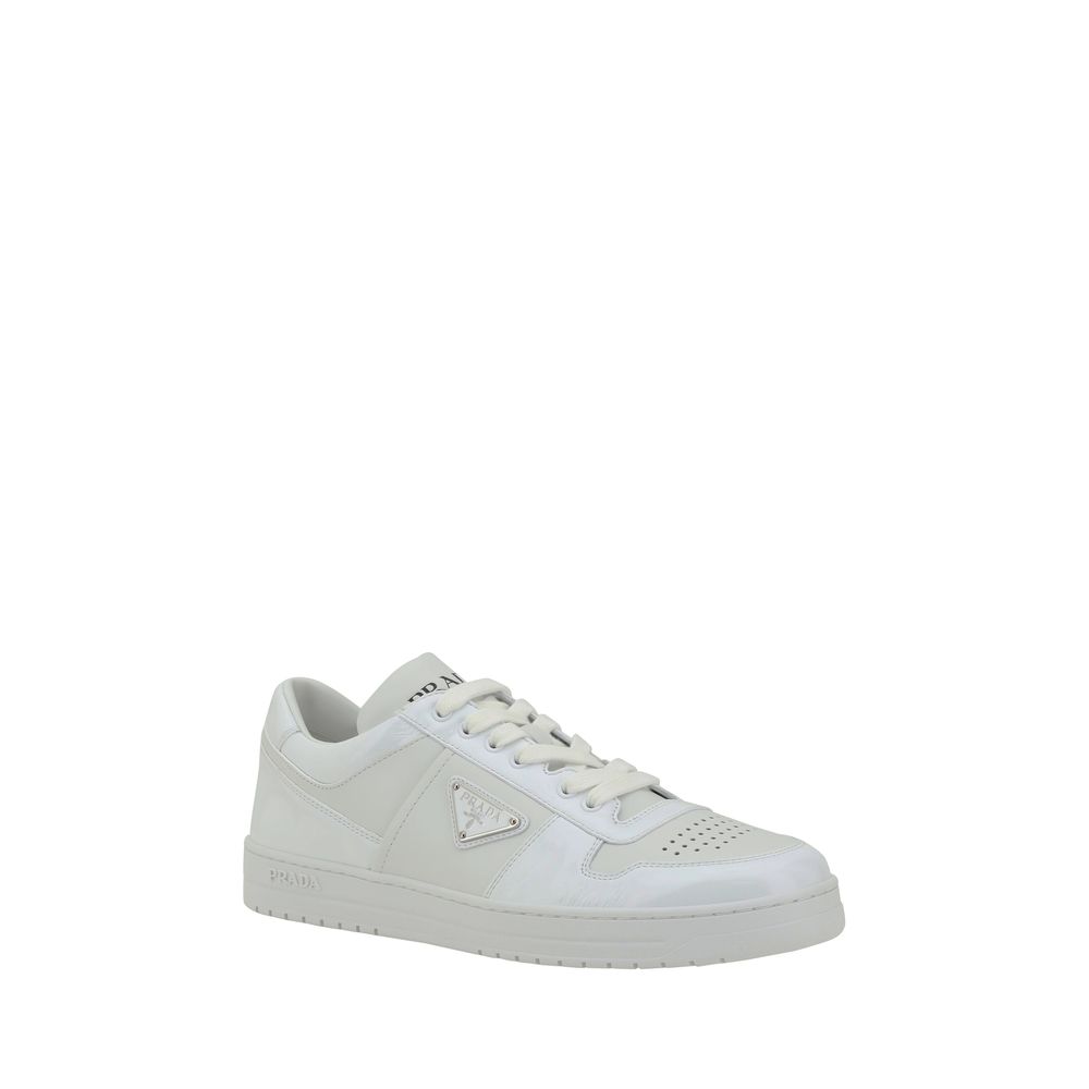Prada White Leather Downtown Sneakers - Luxe Leather Footwear Redefined