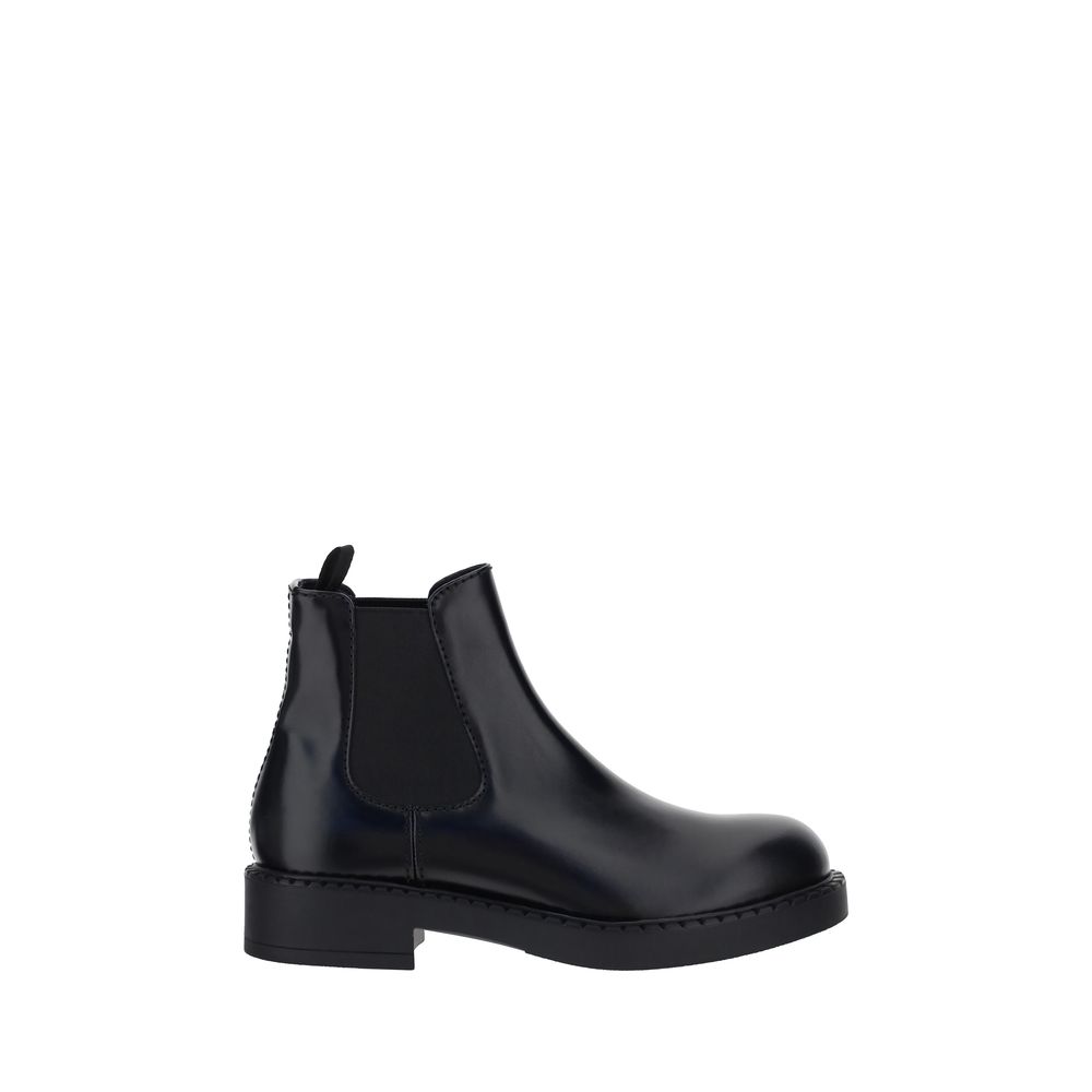 Prada Chocolate Calfskin Leather Ankle Boots