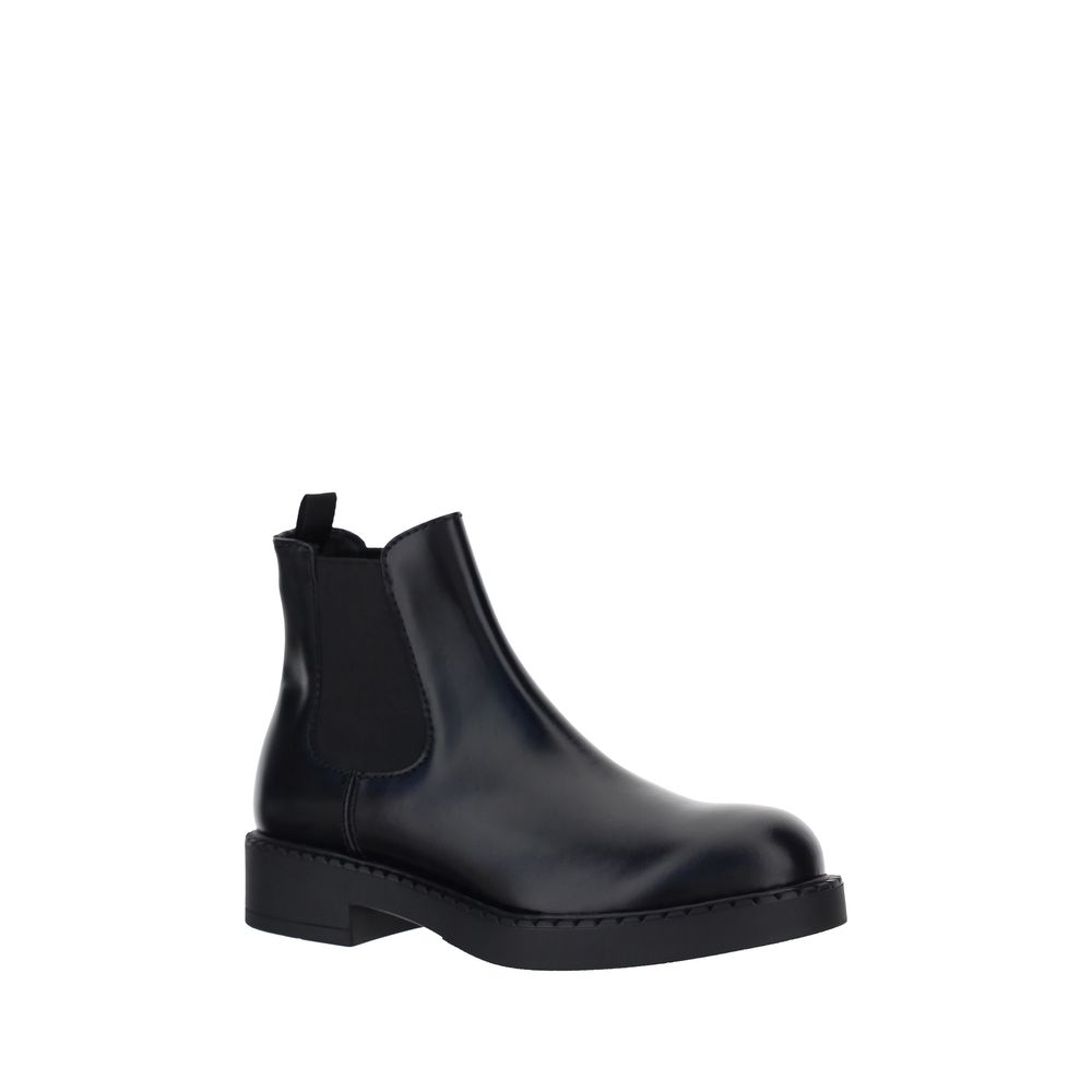 Prada Chocolate Calfskin Leather Ankle Boots