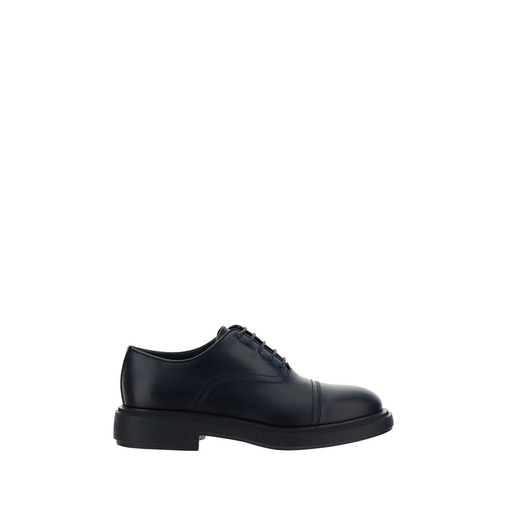 Ferragamo Black Premium Calfskin Balmoral Lace-Up Shoes