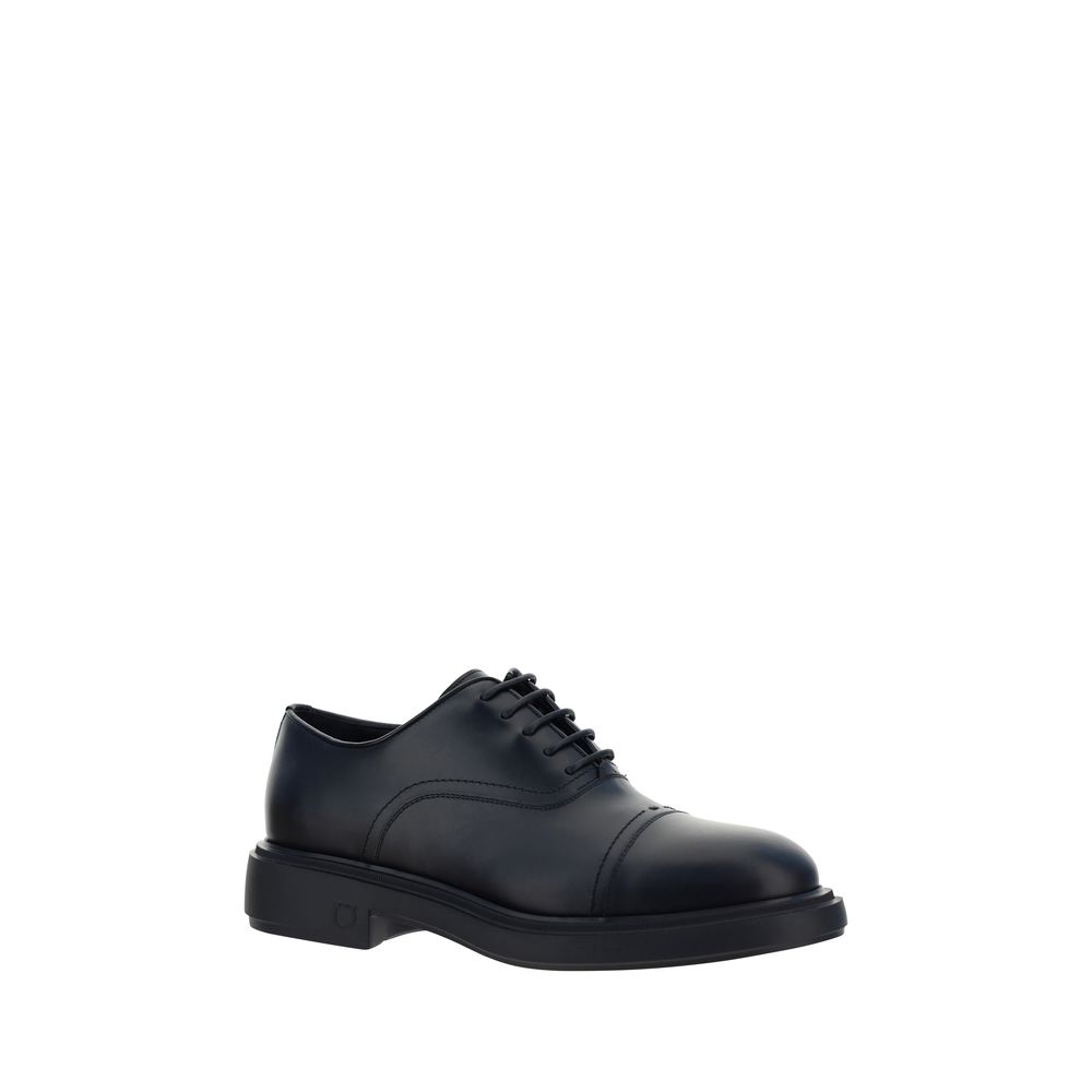 Ferragamo Black Premium Calfskin Balmoral Lace-Up Shoes