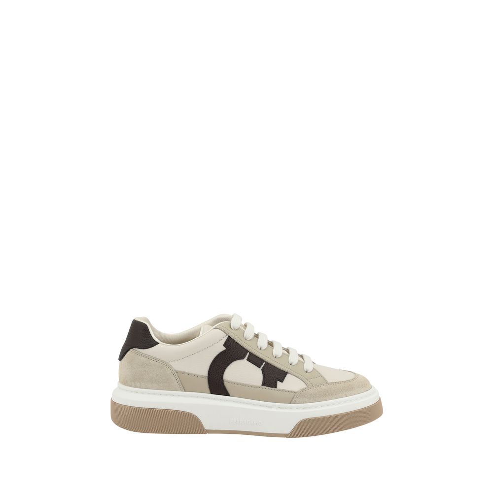 Ferragamo White Leather Sneakers with Iconic Design