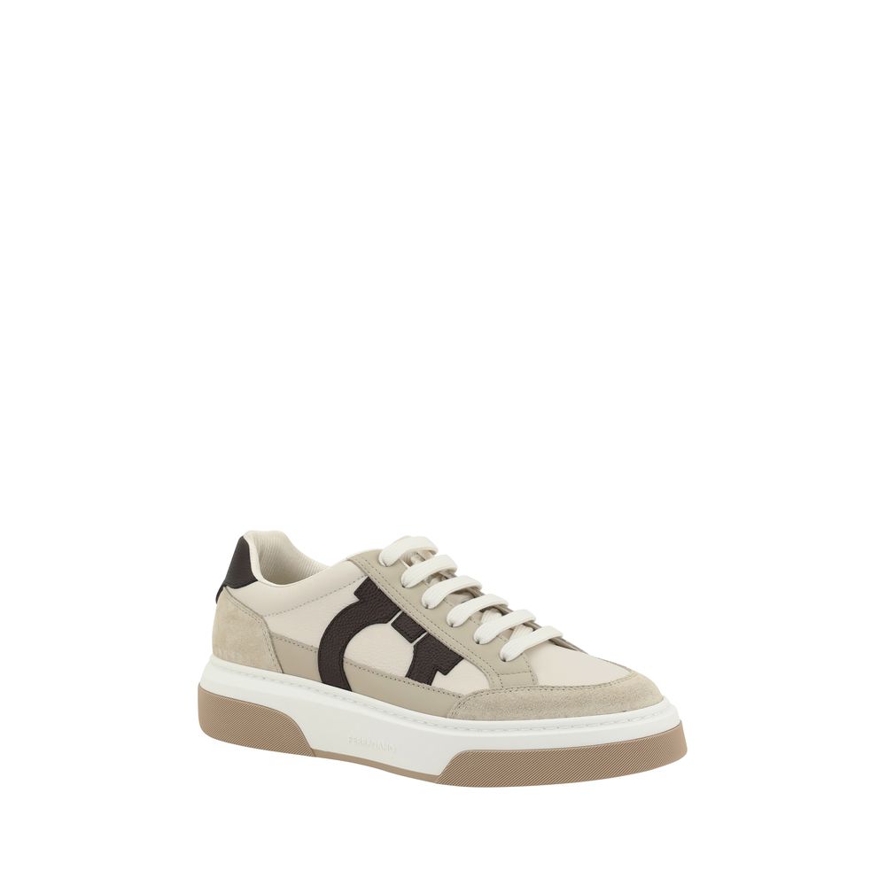 Ferragamo White Leather Sneakers with Iconic Design