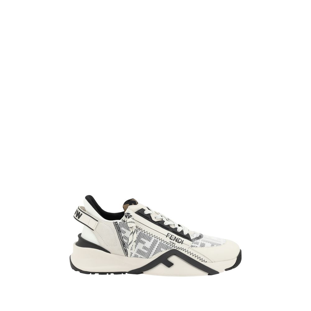 Fendi White Leather Flow Sneakers