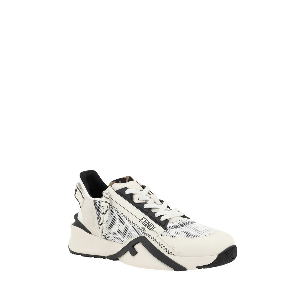 Fendi White Leather Flow Sneakers