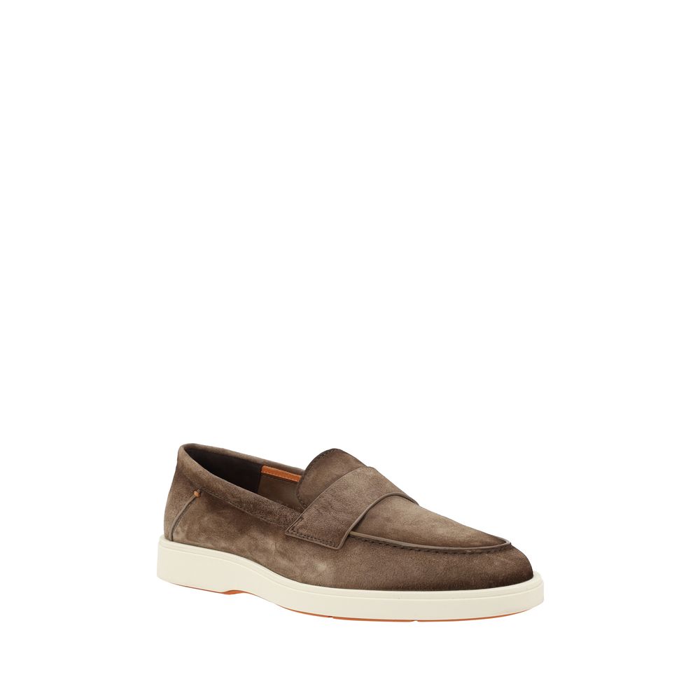 Santoni Tan Premium Suede Loafers in Premium Suede Elegance
