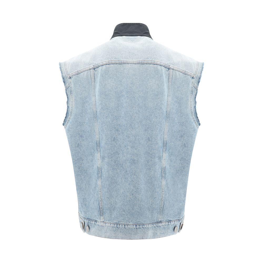 MM6 Black Cotton Double Woven Vest for Modern Sophistication