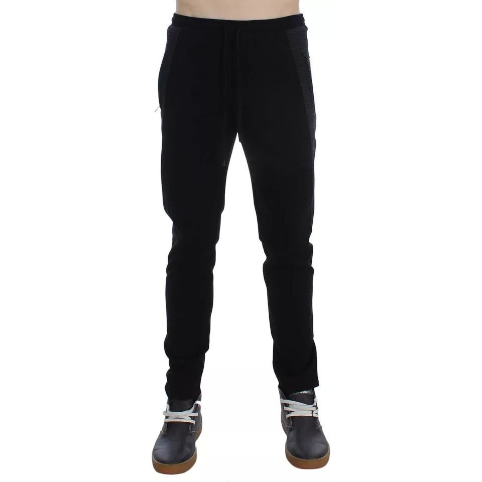 Dolce & Gabbana Black Gray Wool Casual Trousers Stripe Pants