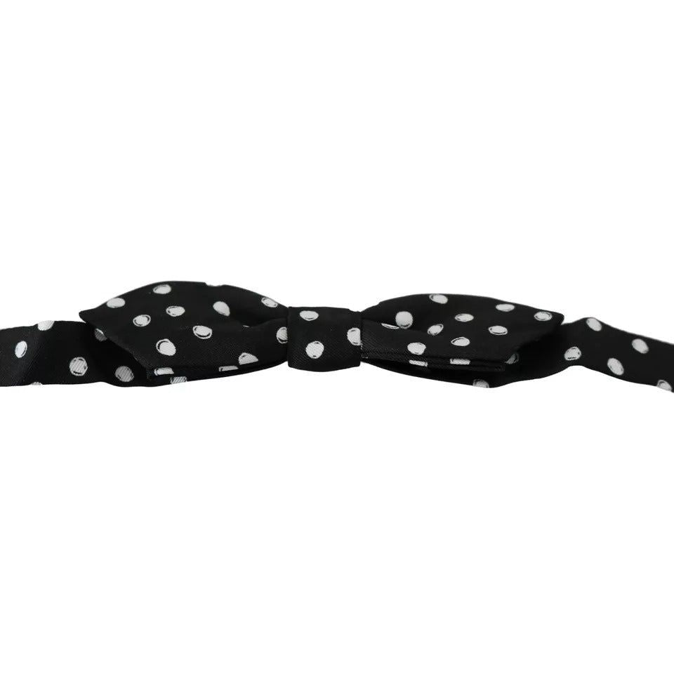 Dolce & Gabbana Black Silk Polka Dot Bow Tie