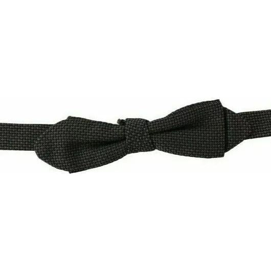 Dolce & Gabbana Gray Pattern Silk Adjustable Neck Bow Tie