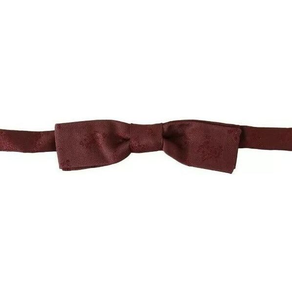 Dolce & Gabbana Bordeaux Silk Floral Faille Bow Tie