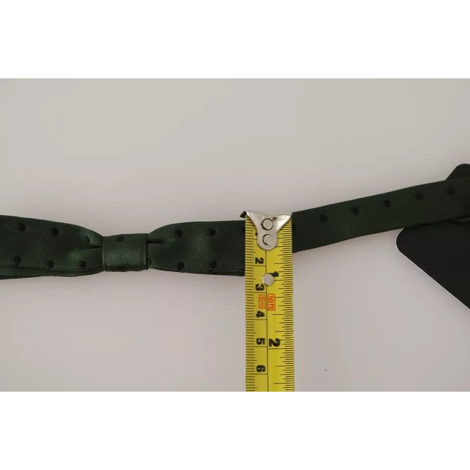 Dolce & Gabbana Green Silk Dotted Necktie Bow Tie
