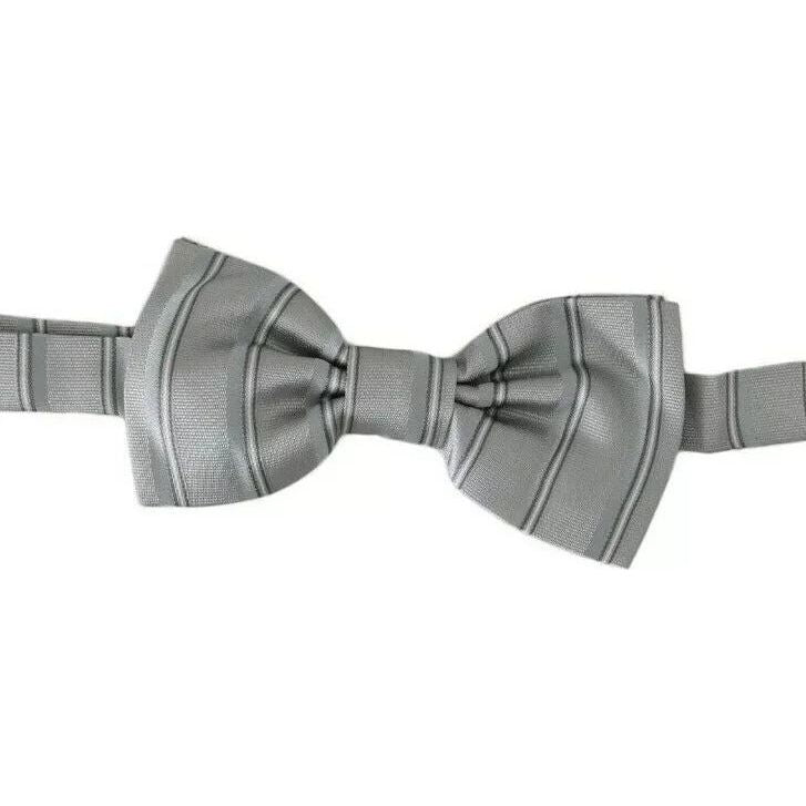 Dolce & Gabbana Light Gray Silk Adjustable Neck Bow Tie