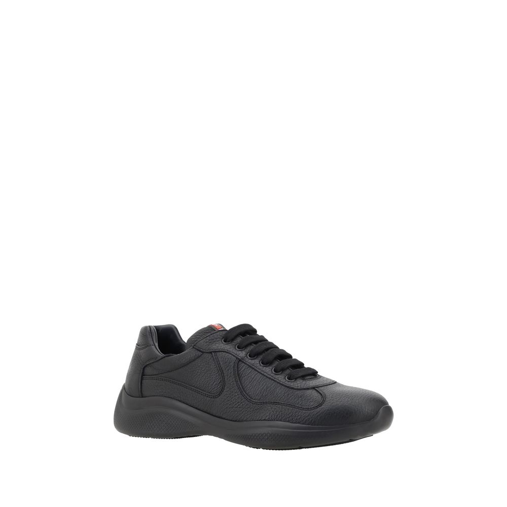 Prada Black Grained Leather Sneakers - Exquisite Luxury Footwear
