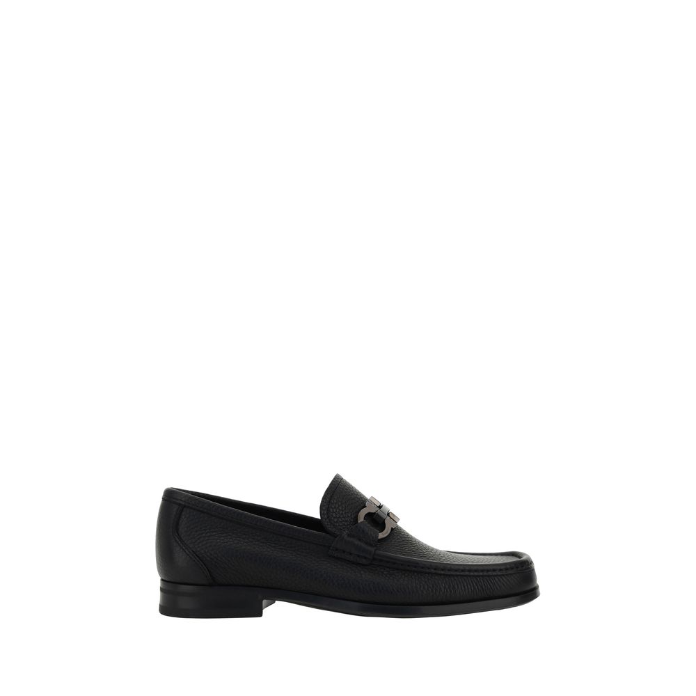 Ferragamo Black Premium Calfskin Grandioso Loafers