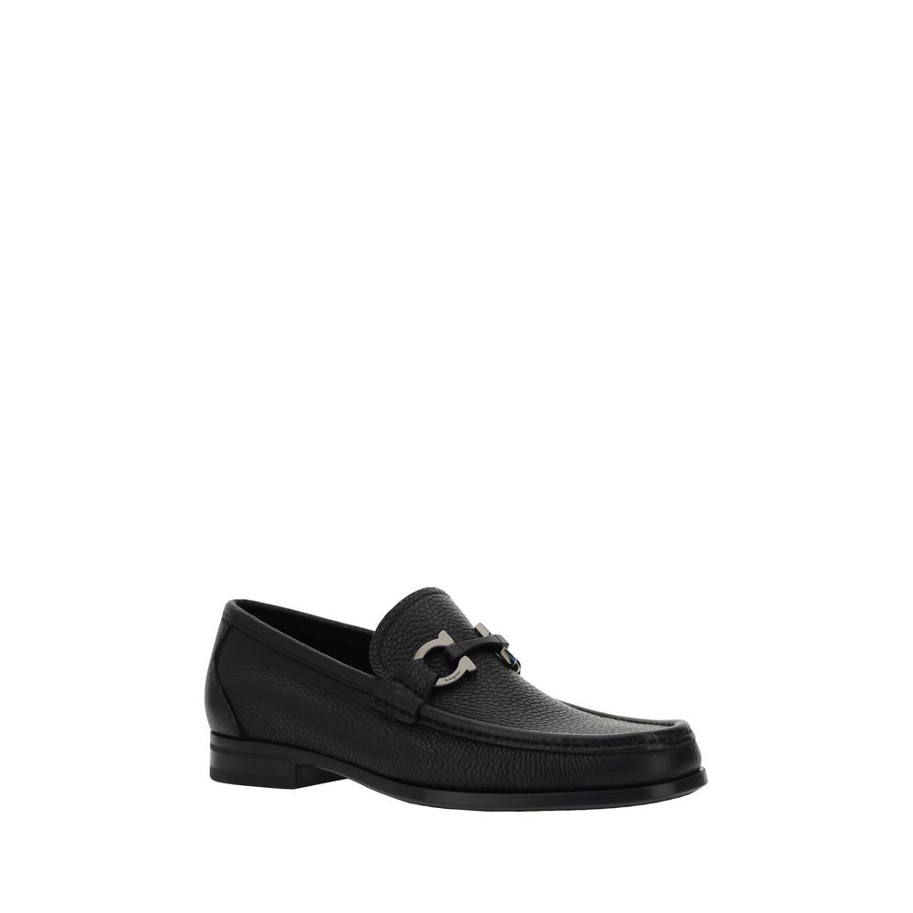 Ferragamo Black Premium Calfskin Grandioso Loafers