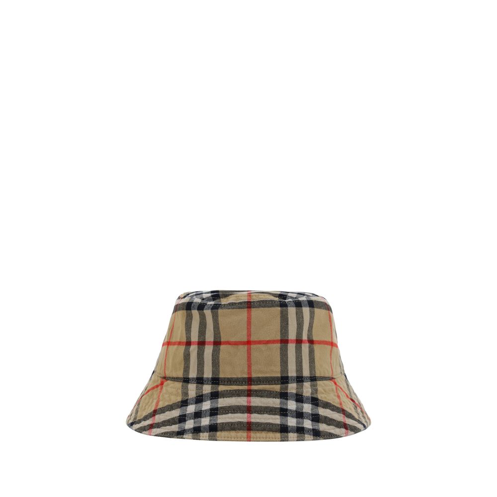 Burberry Beige Cotton Bucket Hat in Iconic Archive Check Print