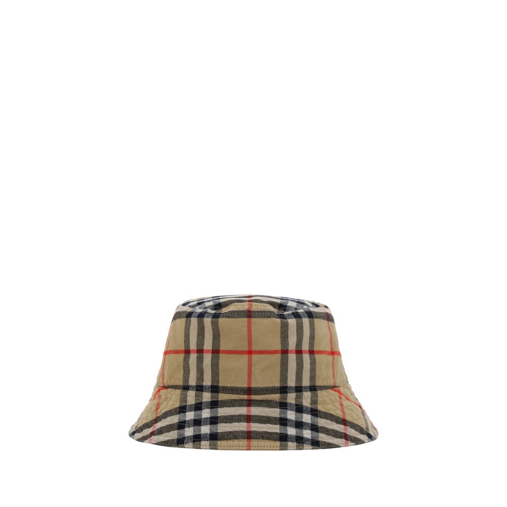 Burberry Beige Cotton Bucket Hat in Iconic Archive Check Print