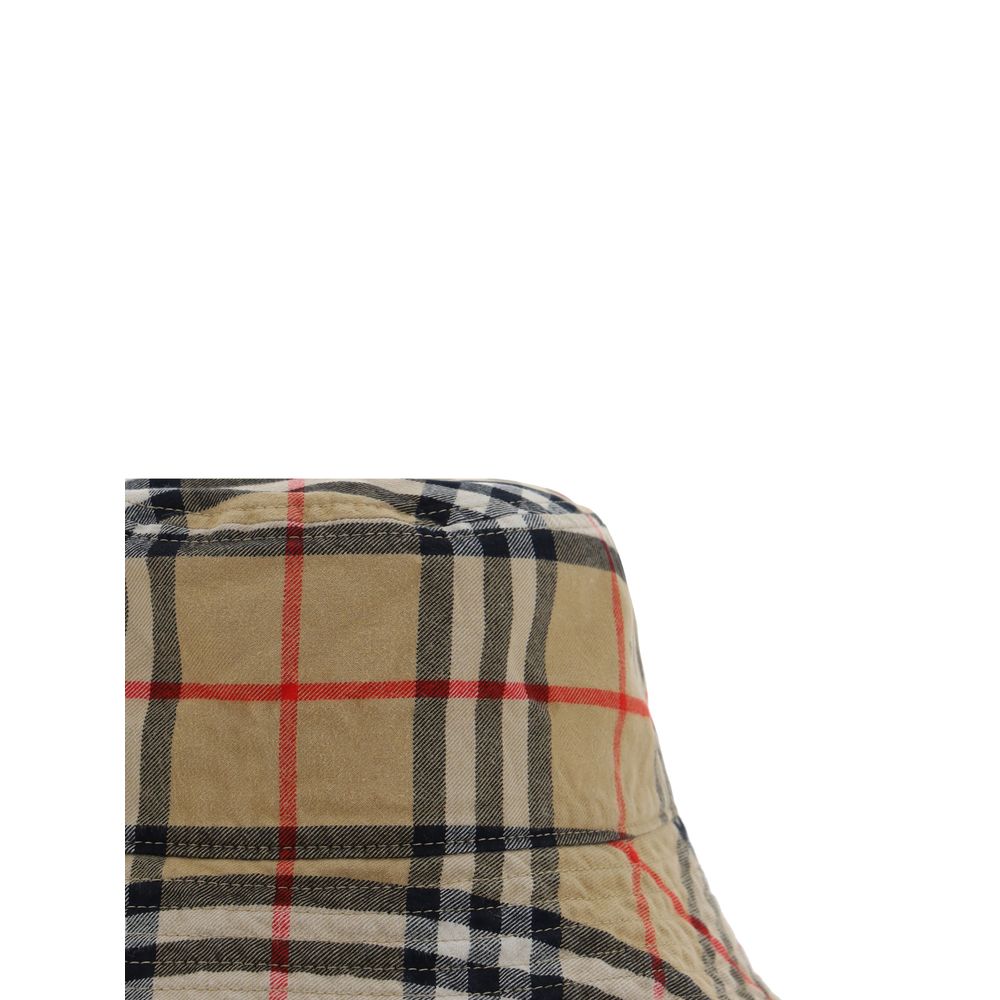 Burberry Beige Cotton Bucket Hat in Iconic Archive Check Print