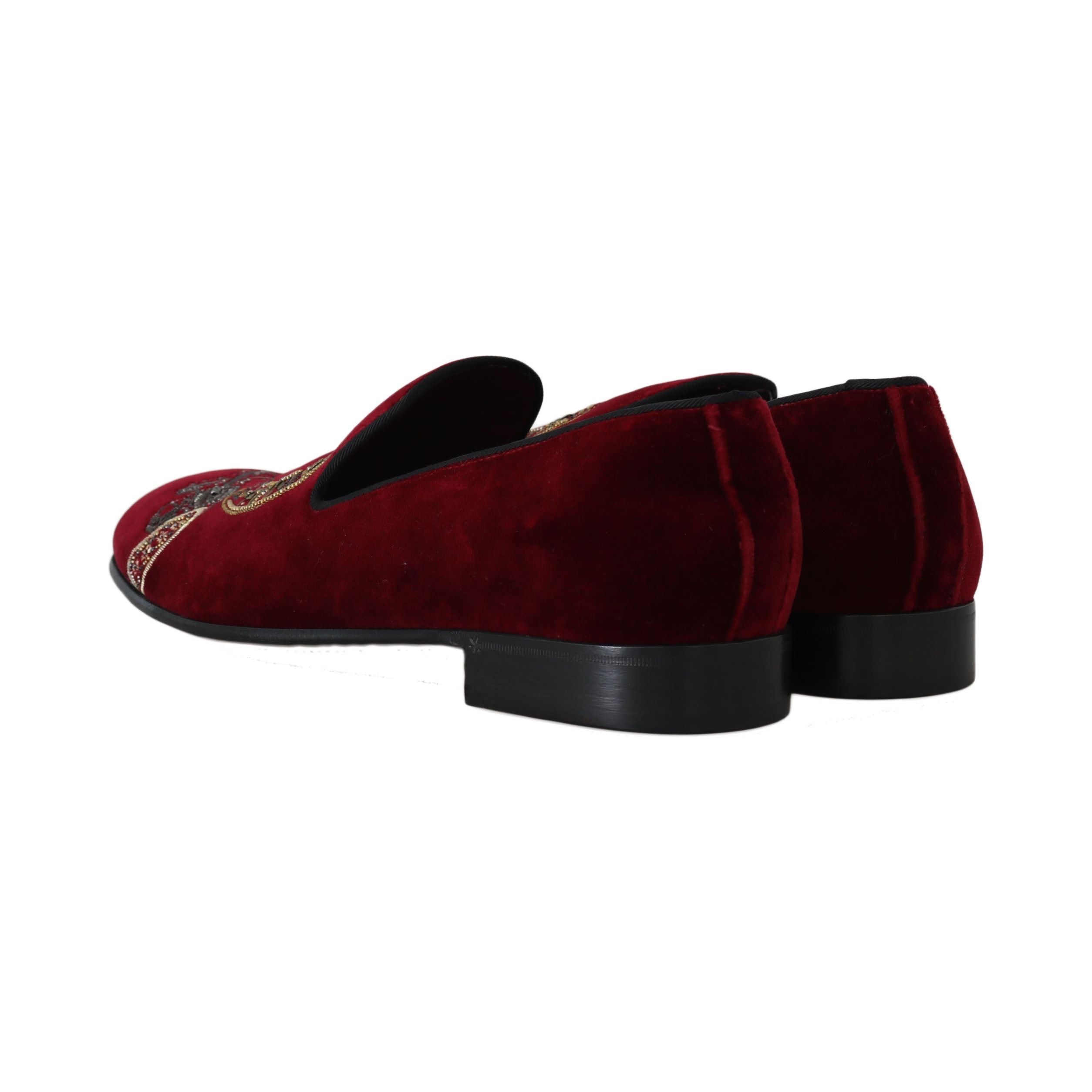 Dolce & Gabbana Bordeaux Velvet Sequined Loafers