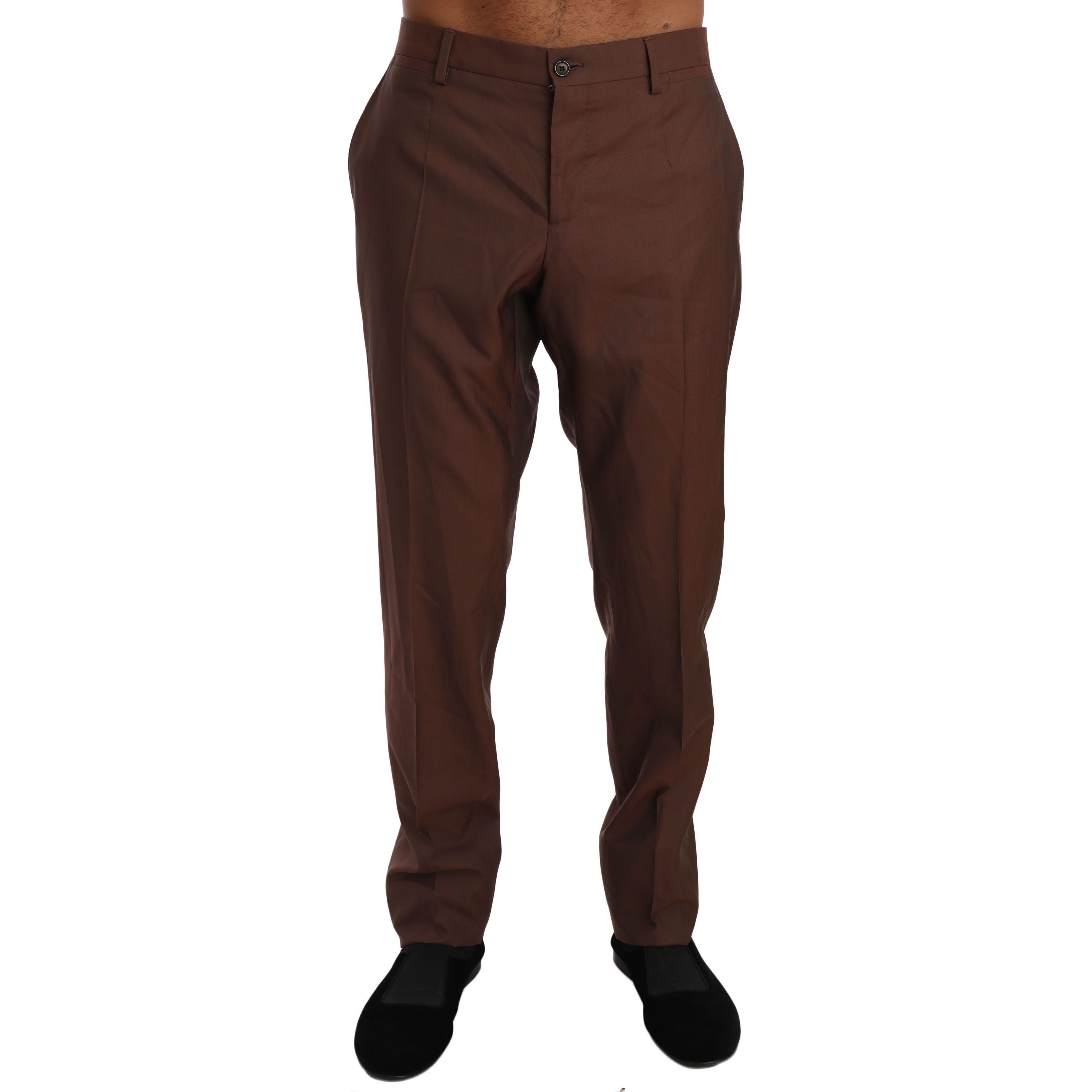Dolce & Gabbana Brown Wool-Silk Formal Pants