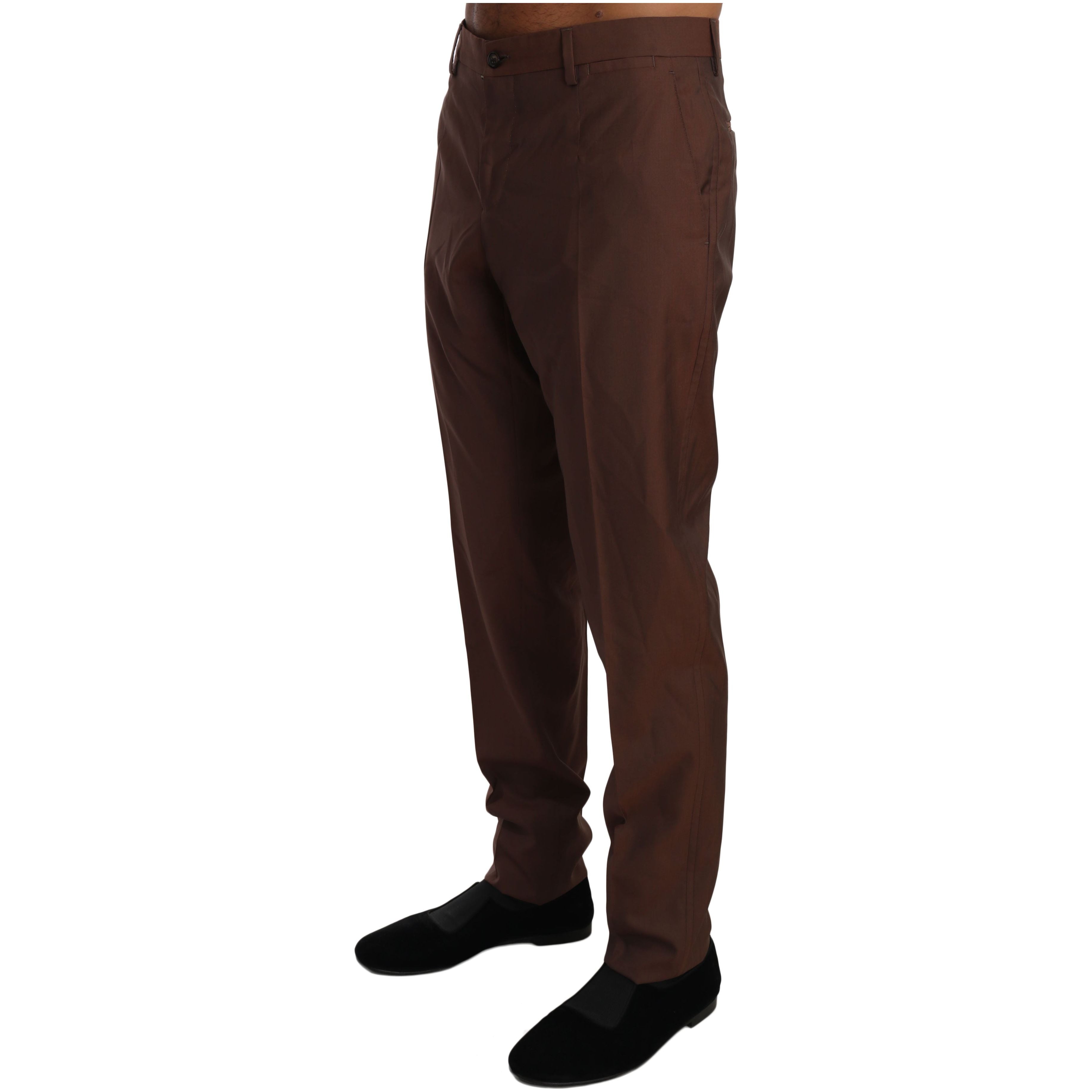 Dolce & Gabbana Brown Wool-Silk Formal Pants
