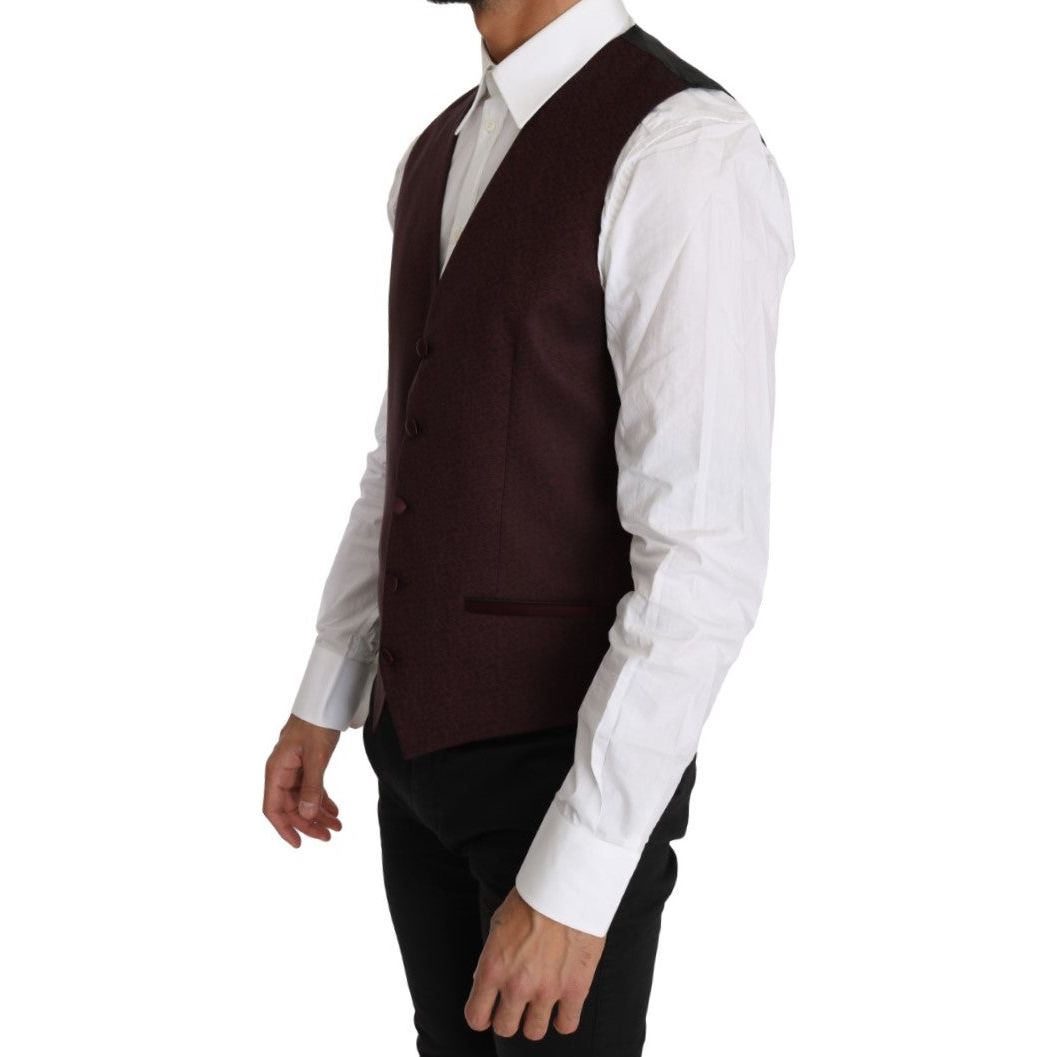 Dolce & Gabbana Purple Wool Silk Formal Vest