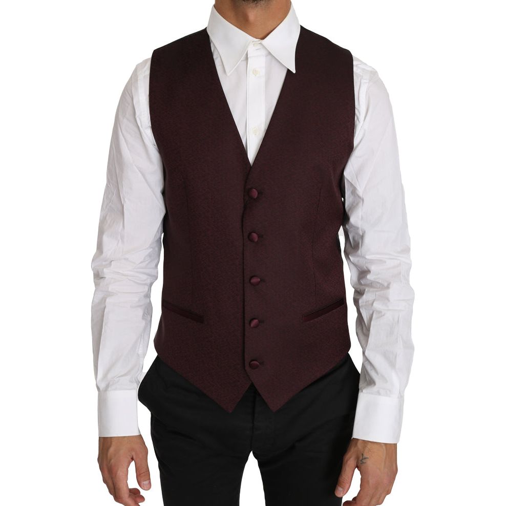 Dolce & Gabbana Purple Wool Silk Formal Vest