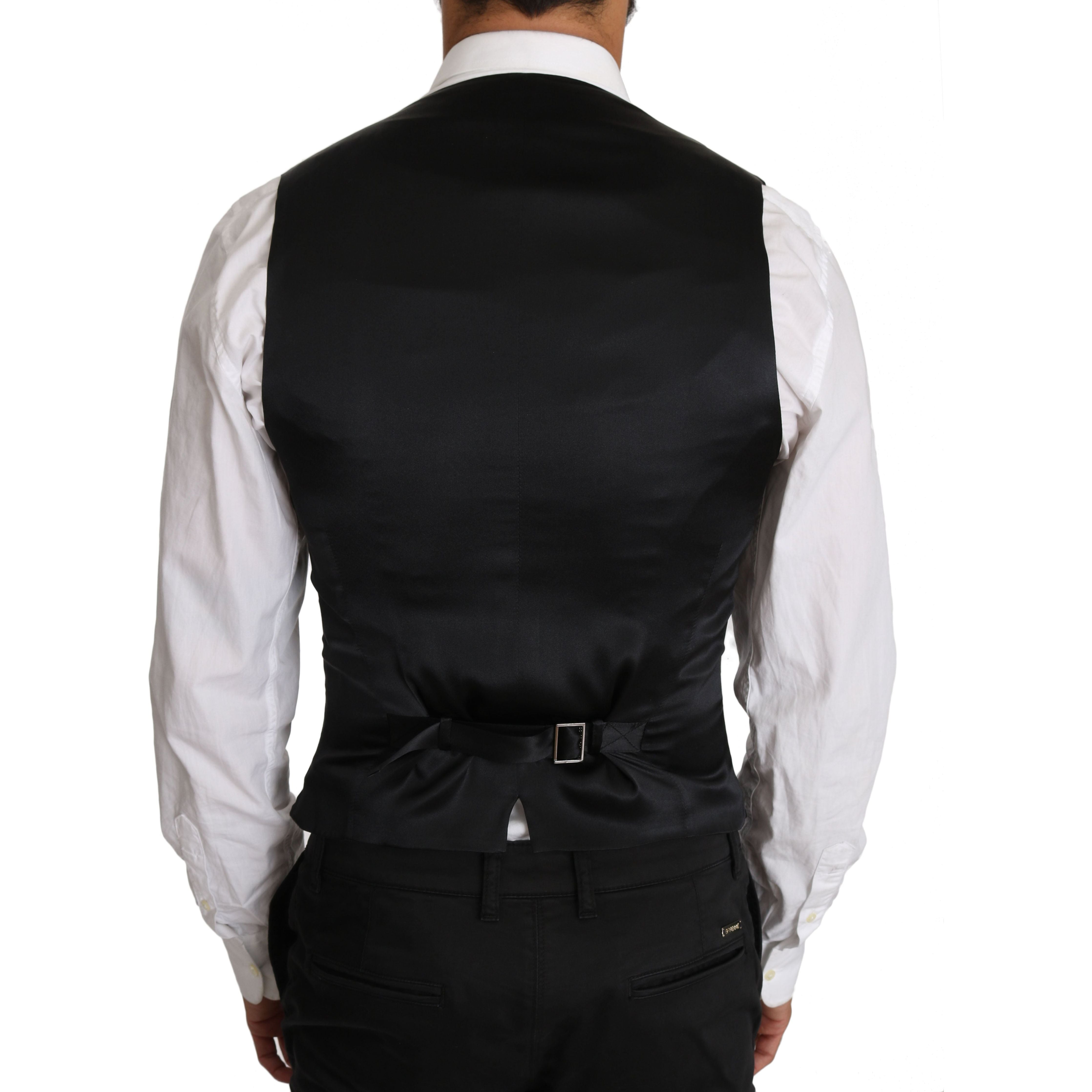 Dolce & Gabbana Black Virgin Wool Double Breasted Vest