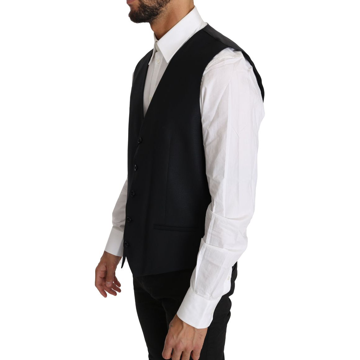 Dolce & Gabbana Elegant Gray Slim-Fit Wool-Silk Vest