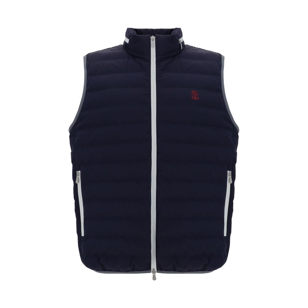 Brunello Cucinelli Navy Down Vest for Effortless Sophistication
