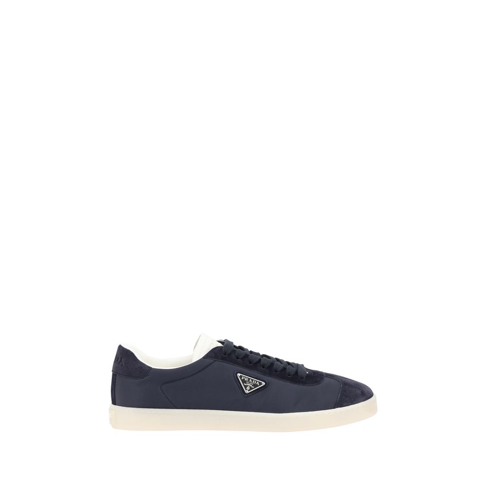 Prada White Leather Logoed Sneakers Crafted in Luxurious Leather