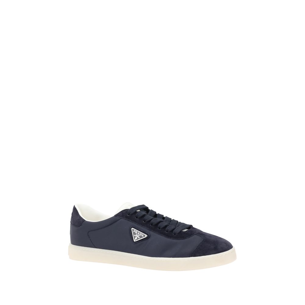 Prada White Leather Logoed Sneakers Crafted in Luxurious Leather