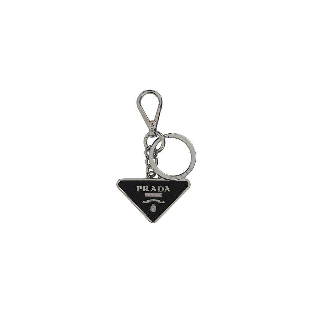 Prada Silver Metal Key Ring - Timeless Elegance and Sophisticated Style