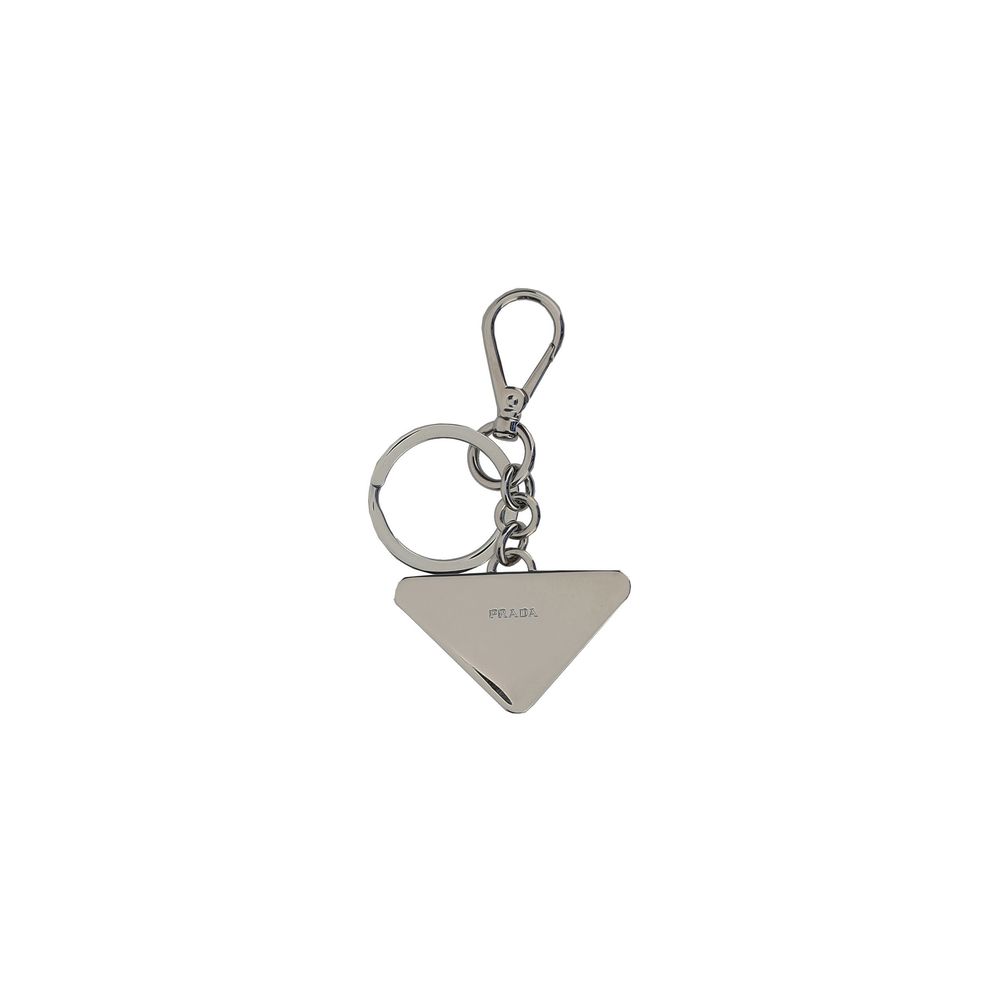 Prada Silver Metal Key Ring - Timeless Elegance and Sophisticated Style