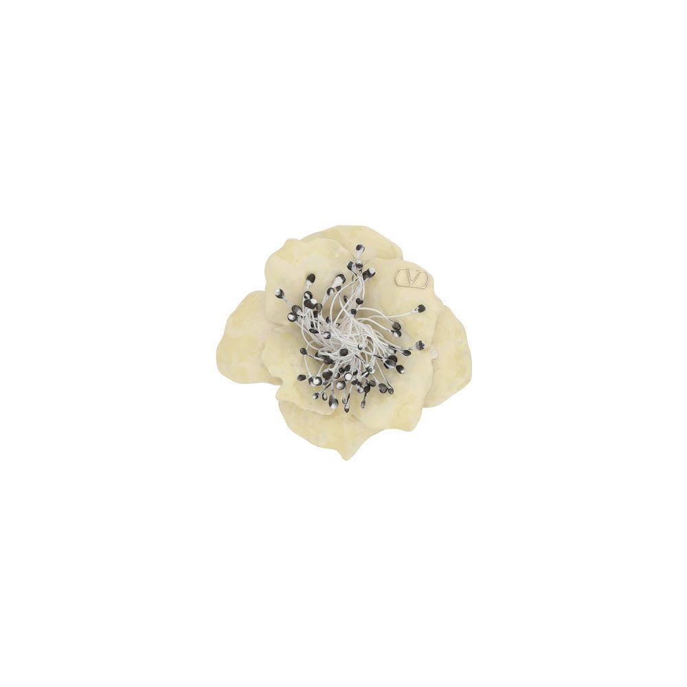 Valentino Gold Metal Fleur Lumineuse Brooch for Elegant Styling