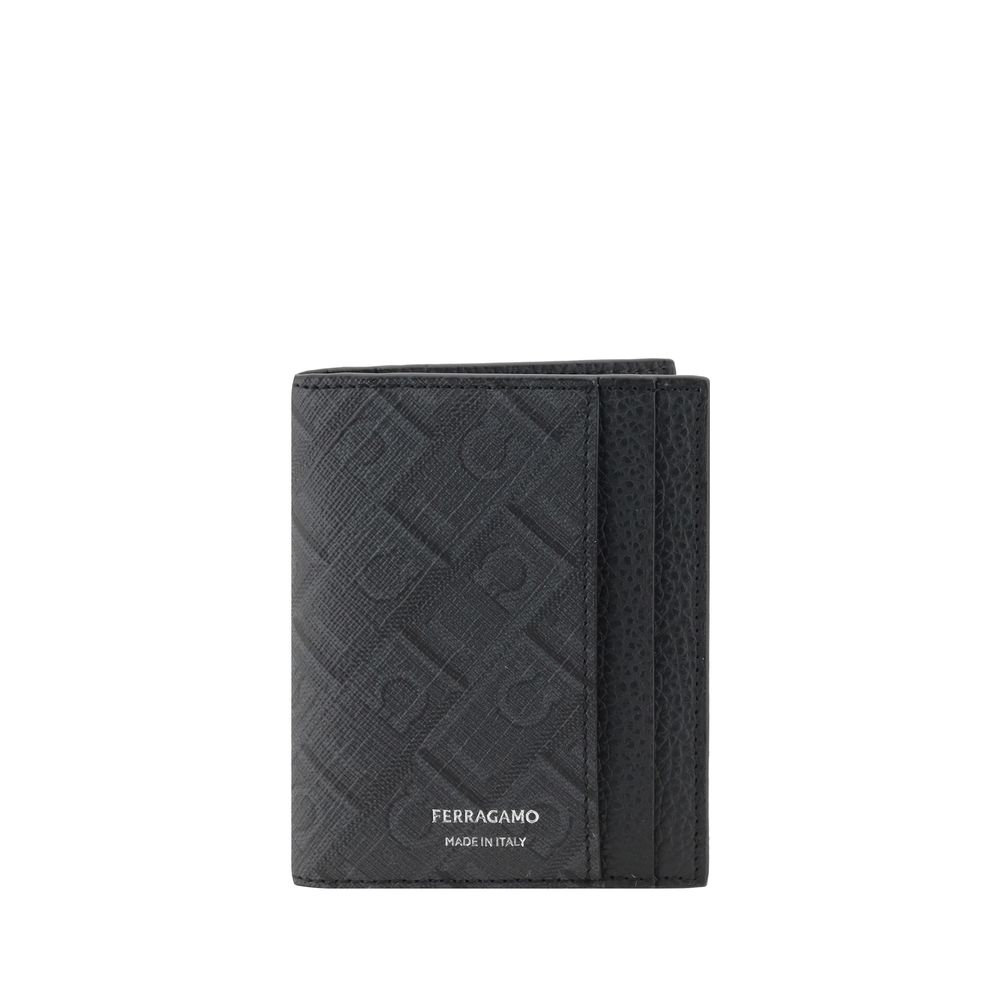 Ferragamo Black Exquisite Grained Leather Card Holder