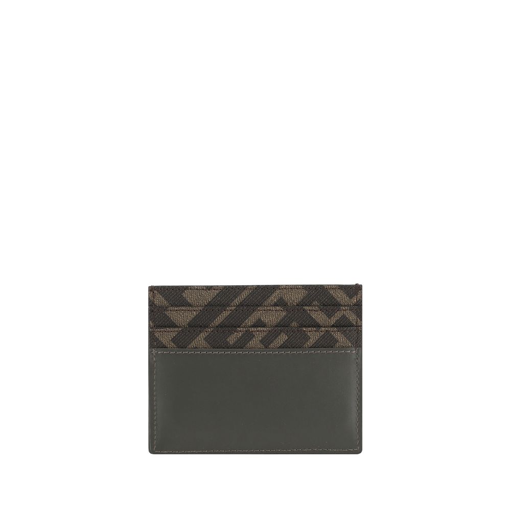 Fendi Black Premium Calfskin Card Holder with Logo