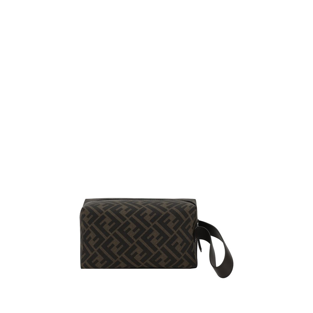 Fendi Brown Leather Beauty Case for Luxurious Travel Essentials