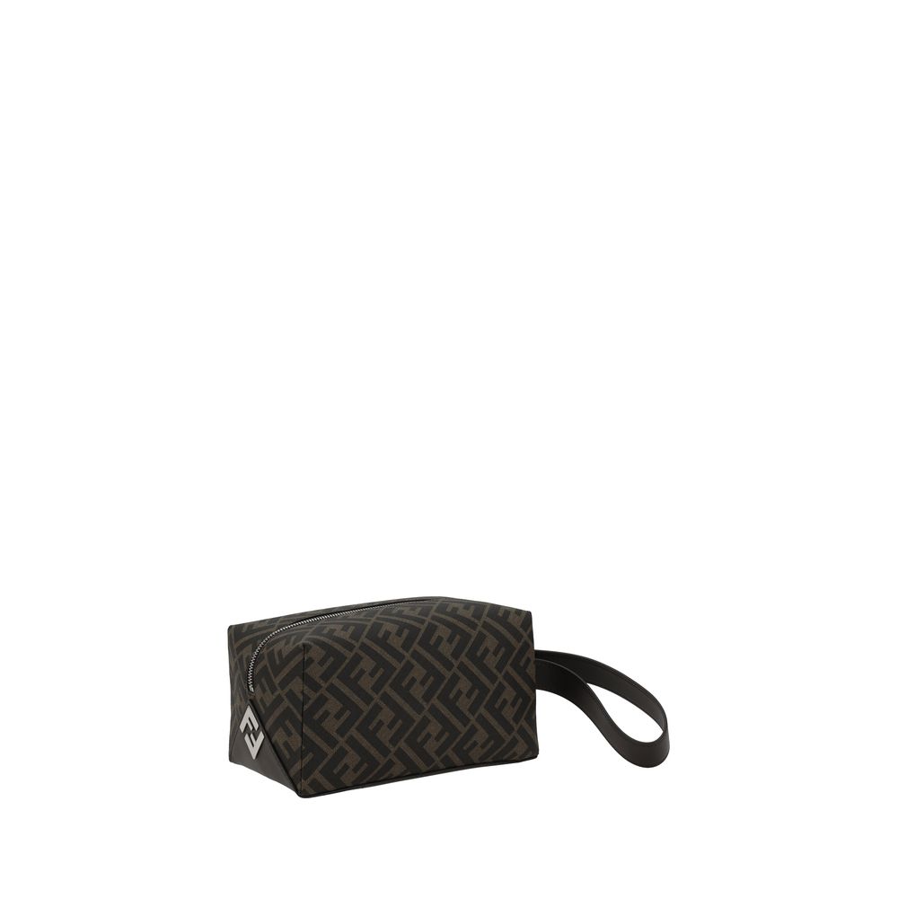 Fendi Brown Leather Beauty Case for Luxurious Travel Essentials