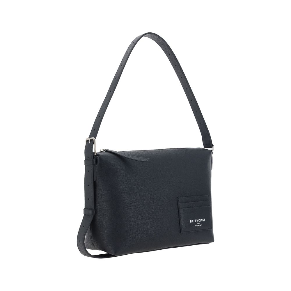 Balenciaga Black Grained Leather Shoulder Bag