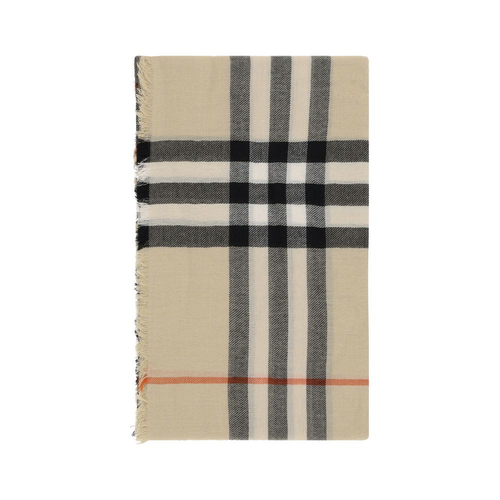 Burberry Beige Cashmere Scarf in Iconic Check Design
