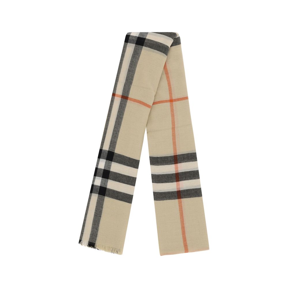 Burberry Beige Cashmere Scarf in Iconic Check Design
