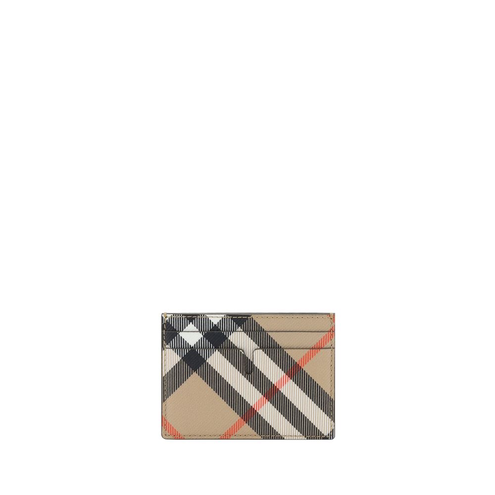 Burberry Black Leather Card Holder in Iconic Check Design
