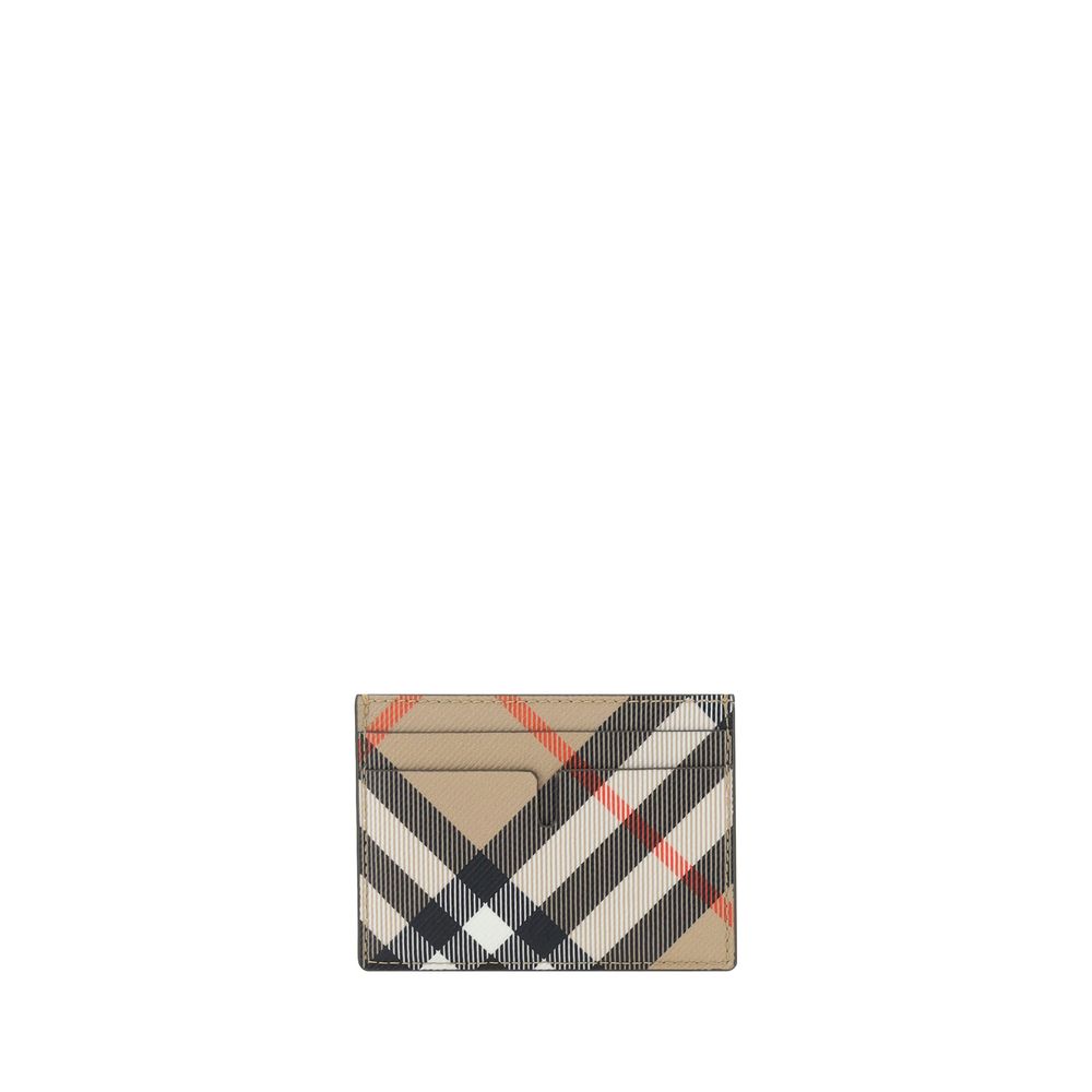 Burberry Black Leather Card Holder in Iconic Check Design