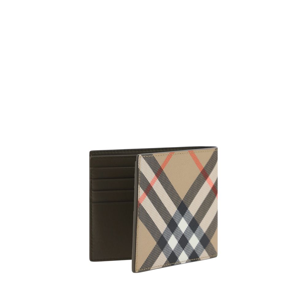 Burberry Beige Leather Wallet in Iconic Check with Timeless Elegance