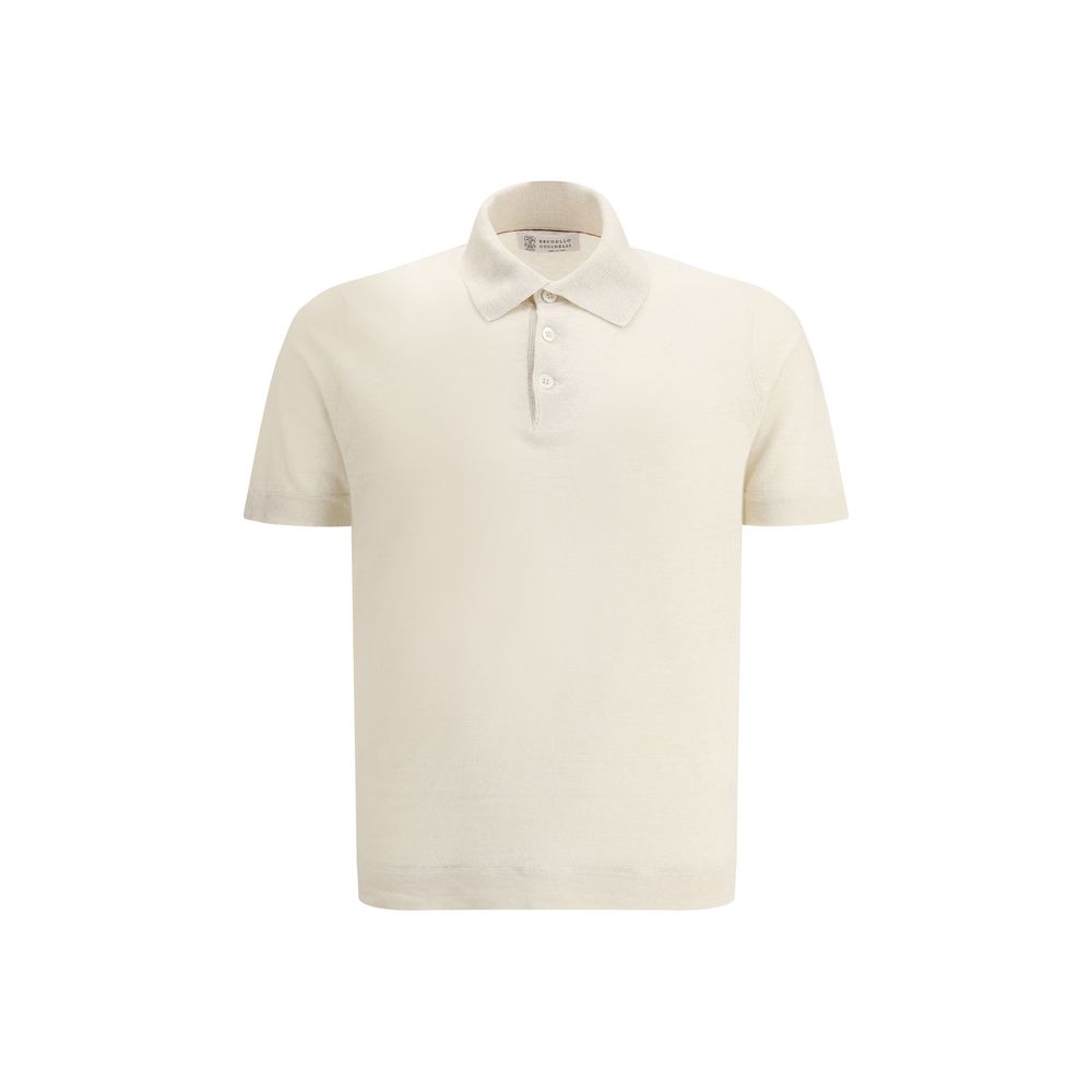 Brunello Cucinelli Beige Linen Polo Shirt for Effortless Elegance